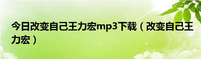 今日改变自己王力宏mp3下载（改变自己王力宏）