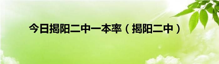 今日揭阳二中一本率（揭阳二中）