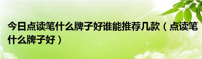 今日点读笔什么牌子好谁能推荐几款（点读笔什么牌子好）