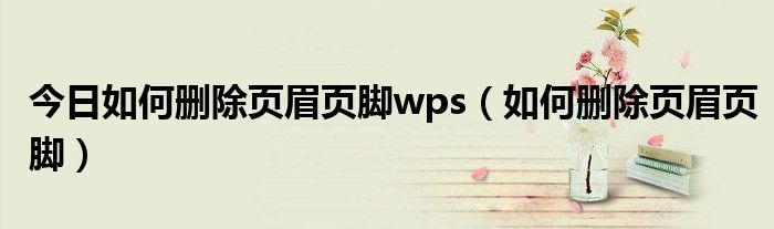 今日如何删除页眉页脚wps（如何删除页眉页脚）