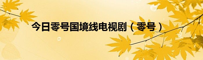 今日零号国境线电视剧（零号）