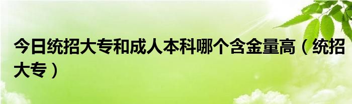 今日统招大专和成人本科哪个含金量高（统招大专）