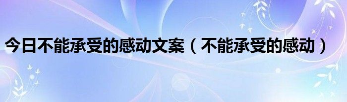 今日不能承受的感动文案（不能承受的感动）