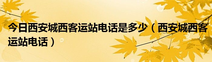 今日西安城西客运站电话是多少（西安城西客运站电话）