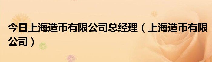 今日上海造币有限公司总经理（上海造币有限公司）