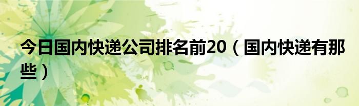 今日国内快递公司排名前20（国内快递有那些）