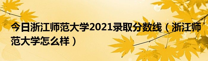 今日浙江师范大学2021录取分数线（浙江师范大学怎么样）