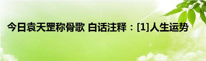 今日袁天罡称骨歌 白话注释：[1]人生运势