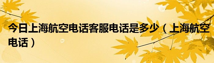 今日上海航空电话客服电话是多少（上海航空电话）