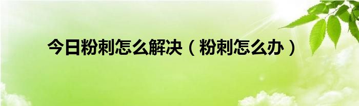 今日粉刺怎么解决（粉刺怎么办）