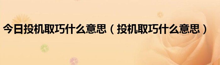 今日投机取巧什么意思（投机取巧什么意思）