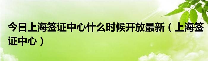 今日上海签证中心什么时候开放最新（上海签证中心）