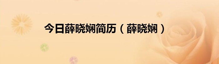 今日薛晓娴简历（薛晓娴）