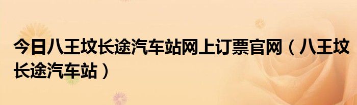 今日八王坟长途汽车站网上订票官网（八王坟长途汽车站）