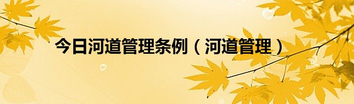 今日河道管理条例（河道管理）