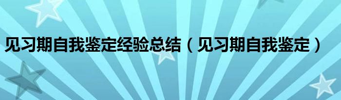 见习期自我鉴定经验总结（见习期自我鉴定）