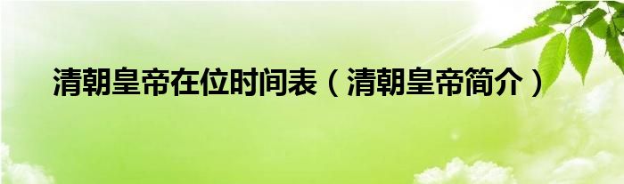 清朝皇帝在位时间表（清朝皇帝简介）