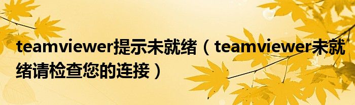 teamviewer提示未就绪（teamviewer未就绪请检查您的连接）