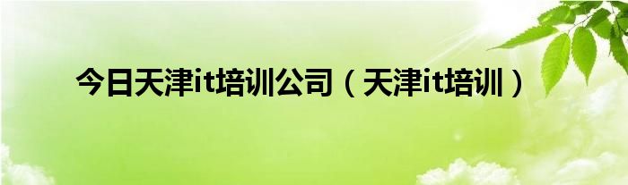 今日天津it培训公司（天津it培训）