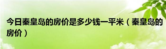 今日秦皇岛的房价是多少钱一平米（秦皇岛的房价）