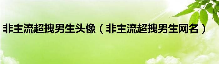 非主流超拽男生头像（非主流超拽男生网名）