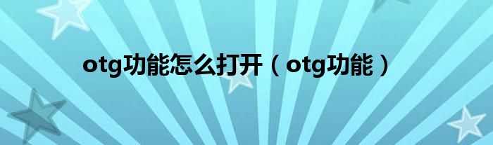 otg功能怎么打开（otg功能）