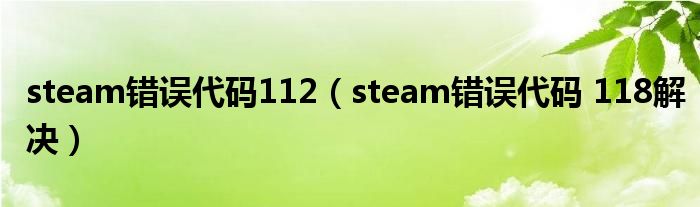 steam错误代码112（steam错误代码 118解决）