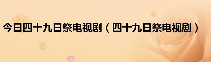 今日四十九日祭电视剧（四十九日祭电视剧）