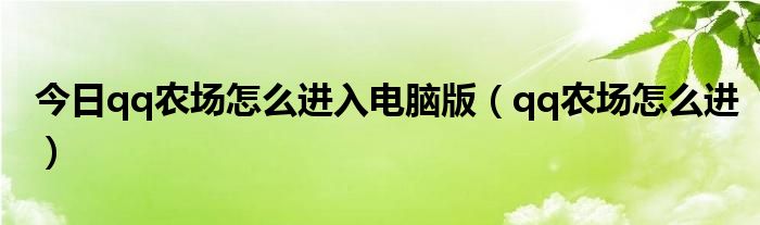 今日qq农场怎么进入电脑版（qq农场怎么进）