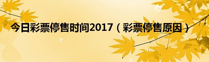 今日彩票停售时间2017（彩票停售原因）