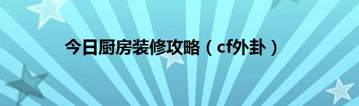 今日厨房装修攻略（cf外卦）