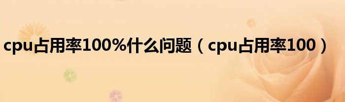 cpu占用率100%什么问题（cpu占用率100）