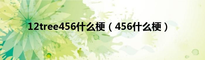 12tree456什么梗（456什么梗）