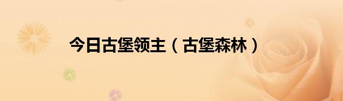 今日古堡领主（古堡森林）