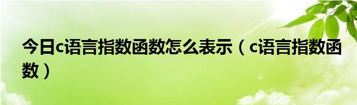 今日c语言指数函数怎么表示（c语言指数函数）