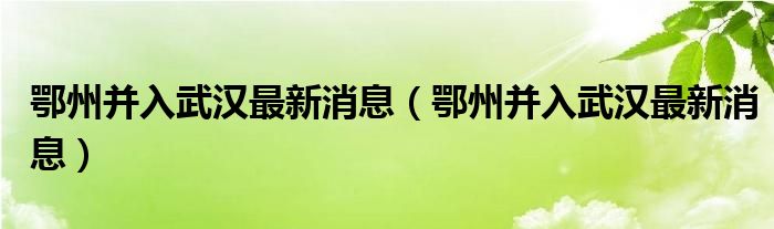 鄂州并入武汉最新消息（鄂州并入武汉最新消息）