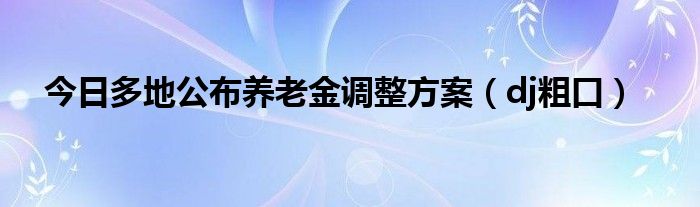 今日多地公布养老金调整方案（dj粗口）