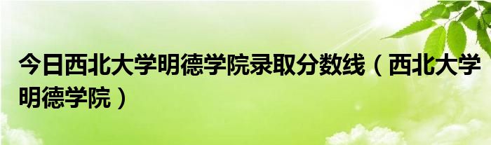 今日西北大学明德学院录取分数线（西北大学明德学院）