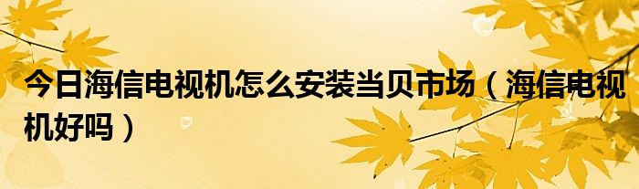 今日海信电视机怎么安装当贝市场（海信电视机好吗）