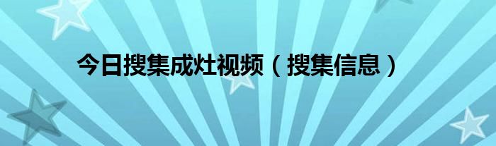 今日搜集成灶视频（搜集信息）