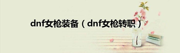 dnf女枪装备（dnf女枪转职）