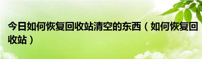 今日如何恢复回收站清空的东西（如何恢复回收站）