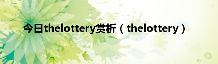 今日thelottery赏析（thelottery）