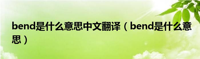 bend是什么意思中文翻译（bend是什么意思）