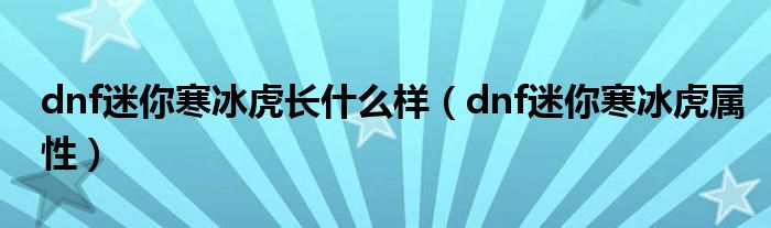 dnf迷你寒冰虎长什么样（dnf迷你寒冰虎属性）