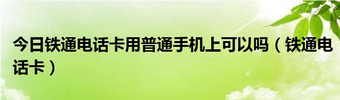 今日铁通电话卡用普通手机上可以吗（铁通电话卡）