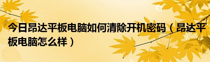 今日昂达平板电脑如何清除开机密码（昂达平板电脑怎么样）