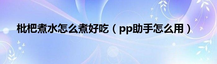 枇杷煮水怎么煮好吃（pp助手怎么用）