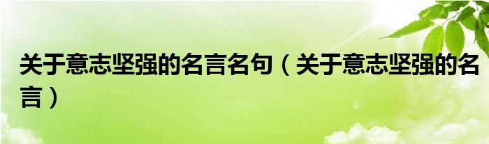 关于意志坚强的名言名句（关于意志坚强的名言）