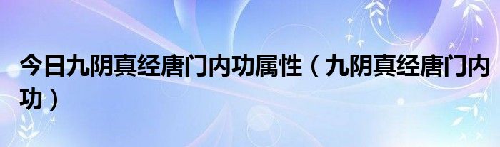 今日九阴真经唐门内功属性（九阴真经唐门内功）